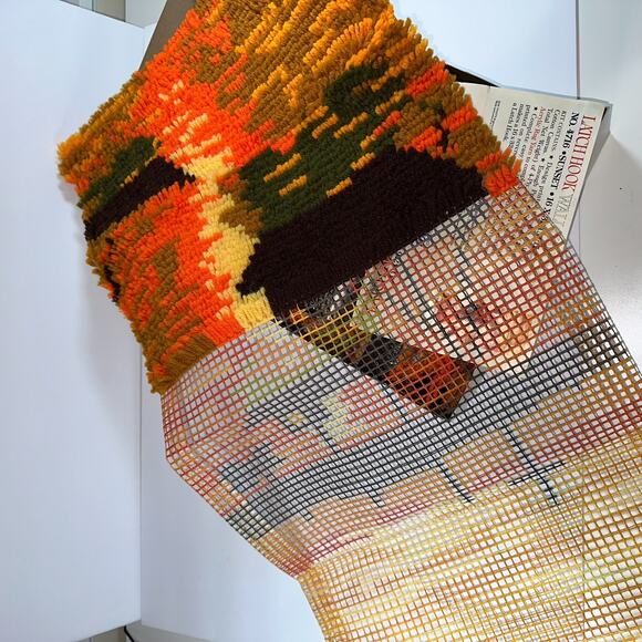 Wonder Art Latch Hook Kit Wall Hanging Art Sunset 16x32" 30% Finished Grannycore - Picture 2 of 10